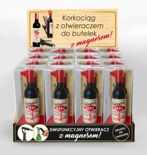 I LOVE WINE - korkociąg z otwieraczem - mini butelka - "Najlepsze wino z przyjaciółmi"