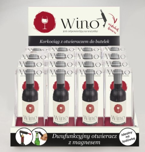 I LOVE WINE - korkociąg z otwieraczem - mini butelka - "Wino jest odpowiedzią na wszystko"