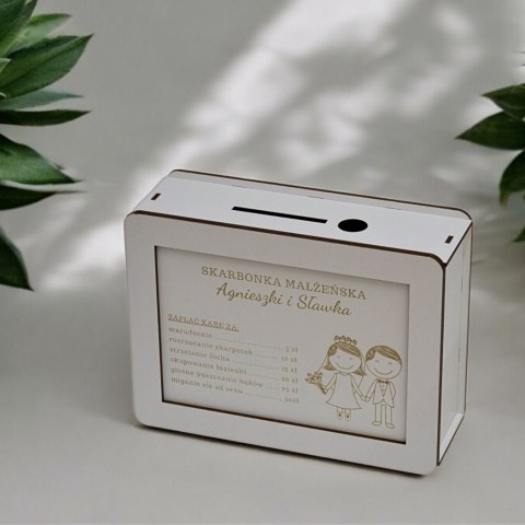 ŚLUBNA SKARBONKA PERSONALIZOWANA 20X15X6 CM