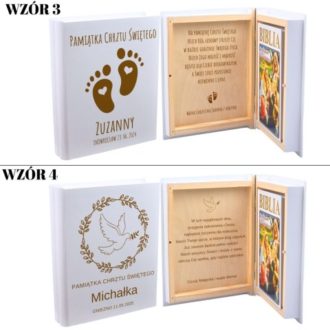 BIBLIA W PUDEŁKU Z GRAWEREM NA CHRZEST ŚWIĘTY
