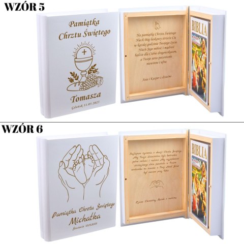 BIBLIA W PUDEŁKU Z GRAWEREM NA CHRZEST ŚWIĘTY