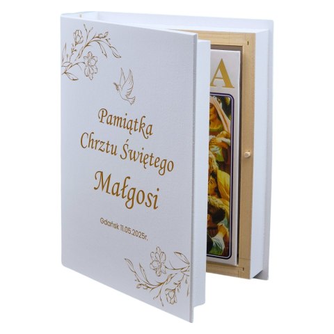 BIBLIA W PUDEŁKU Z GRAWEREM NA CHRZEST ŚWIĘTY