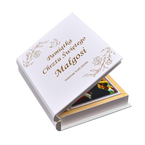 BIBLIA W PUDEŁKU Z GRAWEREM NA CHRZEST ŚWIĘTY