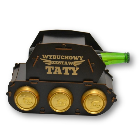 Czołg na piwo drewniany z grawerem - prezent dla taty