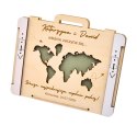 KARTKA W KSZTAŁCIE WALIZKI NA ŚLUB Z MAPĄ ŚWIATA Z KOPERTĄ W ŚRODKU 17,5X14 cm