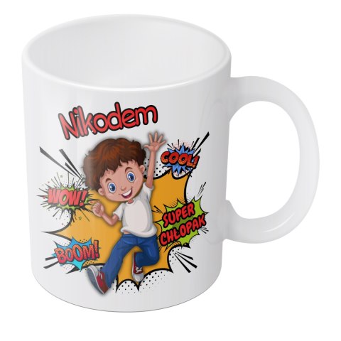 KUBEK SUPER CHŁOPAK Z IMIENIEM I DEDYKACJĄ NA DZIEŃ CHŁOPAKA