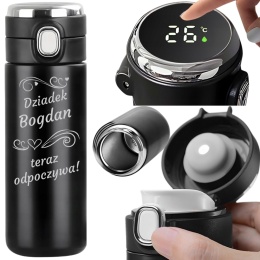 Kubek termiczny LED 420 ml z grawerem – prezent dla dziadka