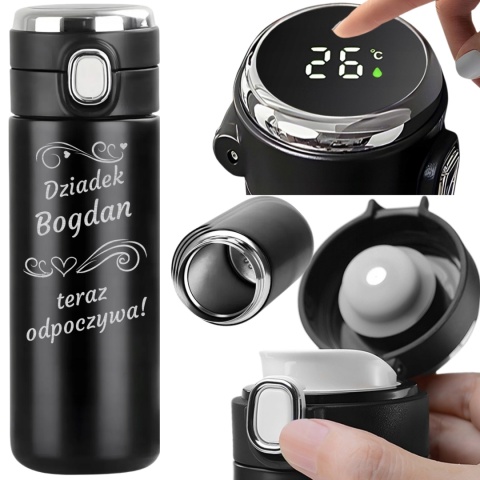 Kubek termiczny LED 420 ml z grawerem – prezent dla dziadka