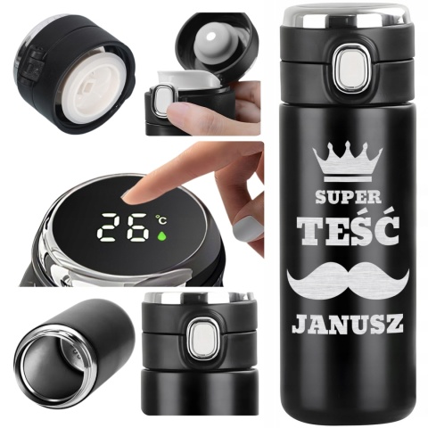 Kubek termiczny LED Super Teść – prezent dla teścia na święta