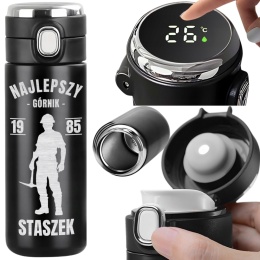 Kubek termiczny LED z grawerem – prezent dla górnika na urodziny