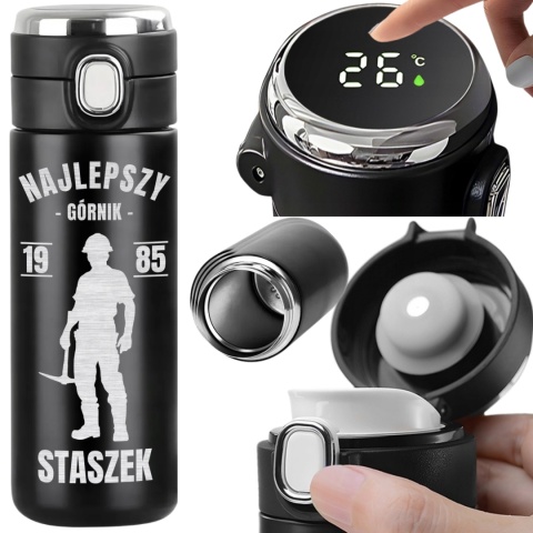 Kubek termiczny LED z grawerem – prezent dla górnika na urodziny