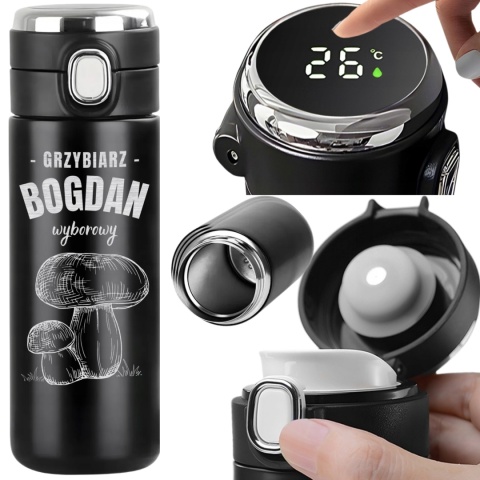 Kubek termiczny LED - prezent dla grzybiarza "Grzybiarz wyborowy"