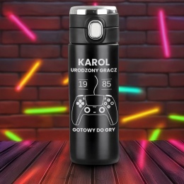 KUBEK TERMICZNY TERMOS Z GRAWEREM prezent dla gracza na urodziny