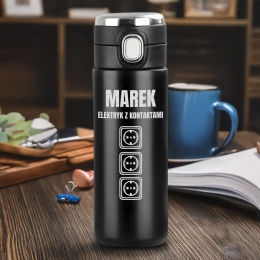 Kubek termiczny termos z grawerem – śmieszny prezent dla elektryka na święta