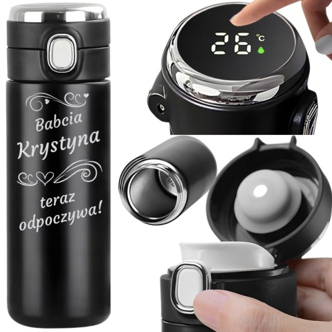 Prezent dla babci – grawerowany kubek termiczny LED