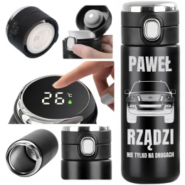 PREZENT DLA KIEROWCY - kubek termiczny LED z grawerem „Rządzi nie tylko na drogach