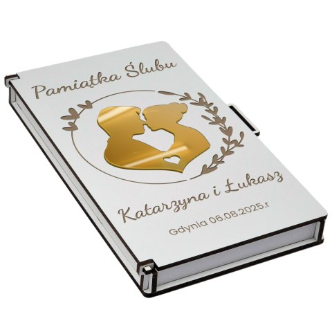PUDEŁKO BIAŁE KLASYCZNE + ZŁOTY DEKOR NA ŚLUB