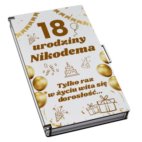 PUDEŁKO NA PIENIĄDZE BIAŁE KLASYCZNE - 18 Urodziny