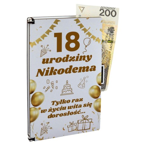 PUDEŁKO NA PIENIĄDZE BIAŁE KLASYCZNE - 18 Urodziny