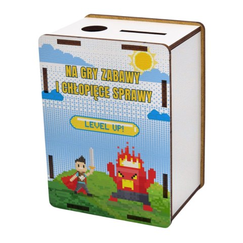 SKARBONKA 11,5X8,5X6 HDF BIAŁY NA DZIEŃ CHŁOPAKA - NA CHŁOPIĘCE SPRAWY