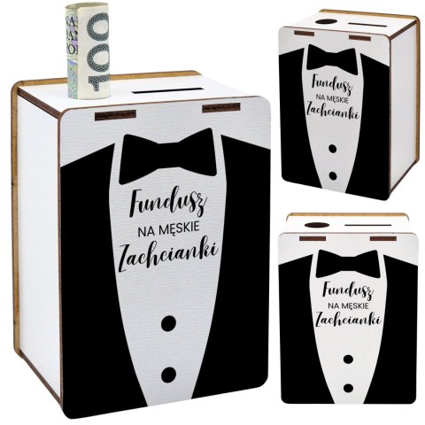 SKARBONKA 11,5X8,5X6 HDF BIAŁY NA DZIEŃ CHŁOPAKA - NA MĘSKIE ZACHCIANKI