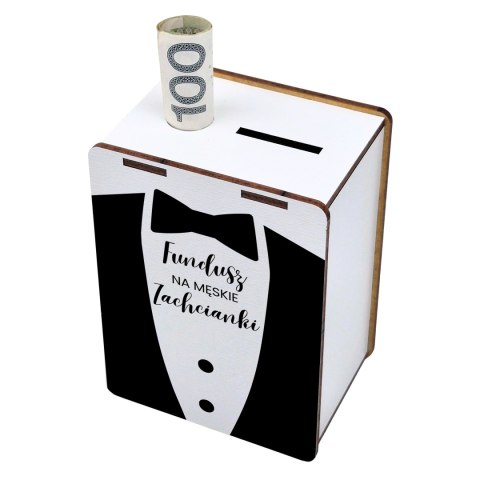 SKARBONKA 11,5X8,5X6 HDF BIAŁY NA DZIEŃ CHŁOPAKA - NA MĘSKIE ZACHCIANKI