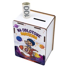 SKARBONKA 11,5X8,5X6 HDF BIAŁY NA DZIEŃ CHŁOPAKA - NA ODLOTOWE MARZENIA