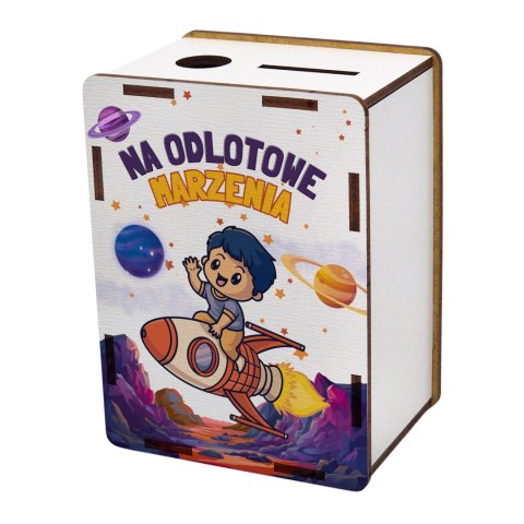SKARBONKA 11,5X8,5X6 HDF BIAŁY NA DZIEŃ CHŁOPAKA - NA ODLOTOWE MARZENIA