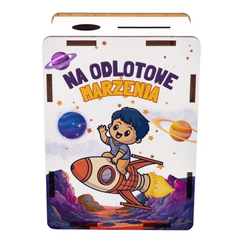 SKARBONKA 11,5X8,5X6 HDF BIAŁY NA DZIEŃ CHŁOPAKA - NA ODLOTOWE MARZENIA