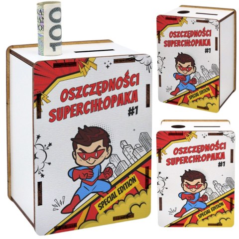SKARBONKA 11,5X8,5X6 HDF BIAŁY NA DZIEŃ CHŁOPAKA