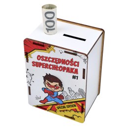 SKARBONKA 11,5X8,5X6 HDF BIAŁY NA DZIEŃ CHŁOPAKA