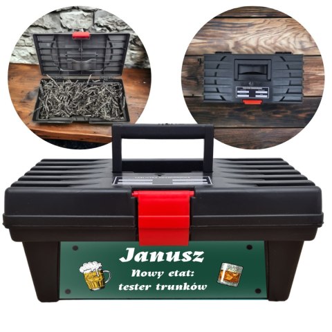 SKRZYNKA NARZĘDZIOWA Z ETYKIETĄ NA EMERYTURĘ