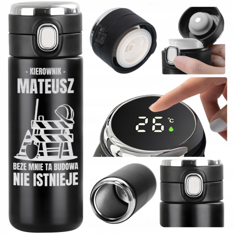 Śmieszny prezent upominek dla budowlańca – kubek termiczny z grawerem