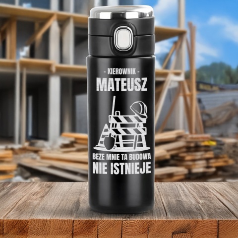 Śmieszny prezent upominek dla budowlańca – kubek termiczny z grawerem