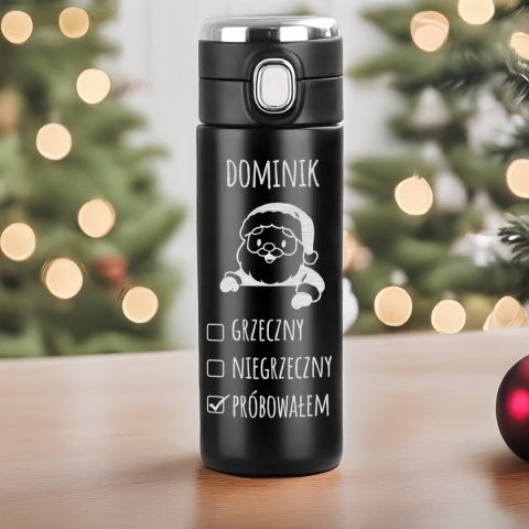 Śmieszny prezent na święta dla niego - termos z grawerem