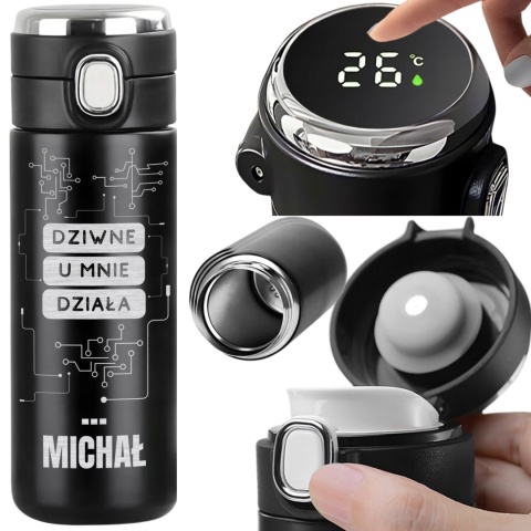 Termos kubek termiczny LED z grawerem – prezent dla programisty