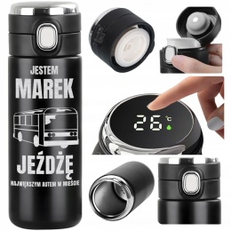 TERMOS Z GRAWEREM I WYŚWIETLACZEM prezent dla kierowcy autobusu