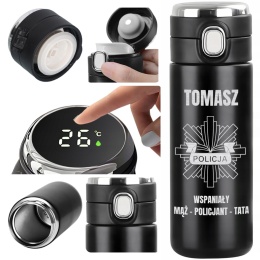 Termos LED z grawerem - Prezent dla policjanta, wspaniały mąż, tata
