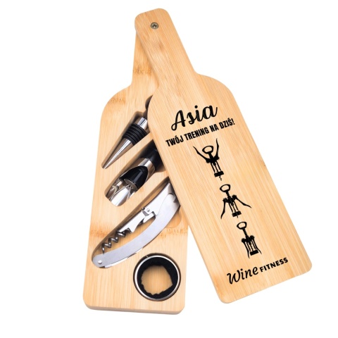 Akcesoria do wina w bambusowej butelce - zestaw do wina, prezent dla kobiety