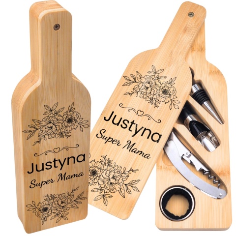 Akcesoria do wina w bambusowej butelce – zestaw do wina prezent dla mamy