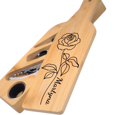 Akcesoria do wina w bambusowym etui – prezent dla kobiety