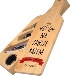 Akcesoria do wina w bambusowym etui – romantyczny zestaw do wina prezent dla żony