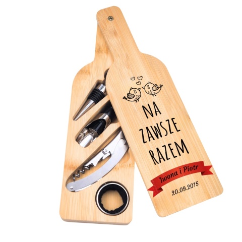 Akcesoria do wina w bambusowym etui – romantyczny zestaw do wina prezent dla żony