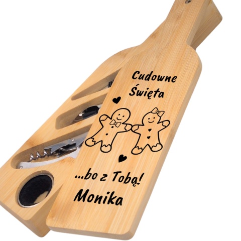 Akcesoria do wina w bambusowym etui – uroczy prezent świąteczny pod choinkę