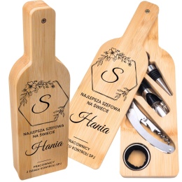 Akcesoria do wina w bambusowym etui – wyjątkowy prezent dla szefowej