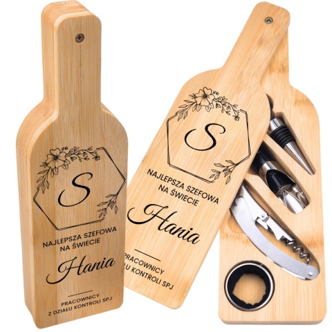 Akcesoria do wina w bambusowym etui – wyjątkowy prezent dla szefowej