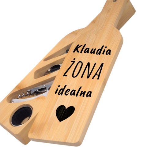 Akcesoria do wina w bambusowym etui – zestaw do wina prezent dla żony idealnej