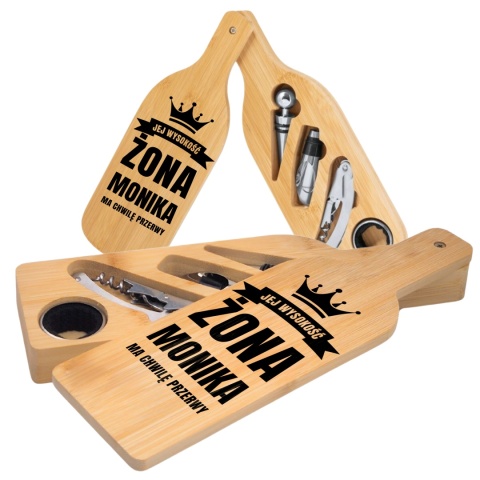 Akcesoria do wina w bambusowym etui – zestaw do wina prezent dla żony