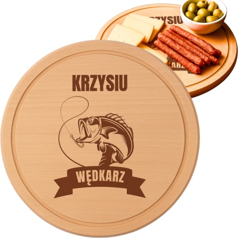 Bukowa deska z grawerem – prezent dla zapalonego wędkarza