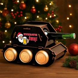 Czołg na piwo drewniany z nadrukiem - 